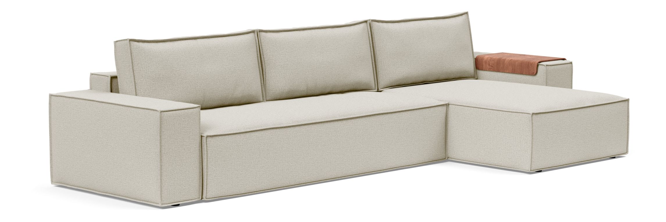 Newilla Polyester Fabric/Steel Reversible Storage Sleeper Sectional w/Wide Arm Rests