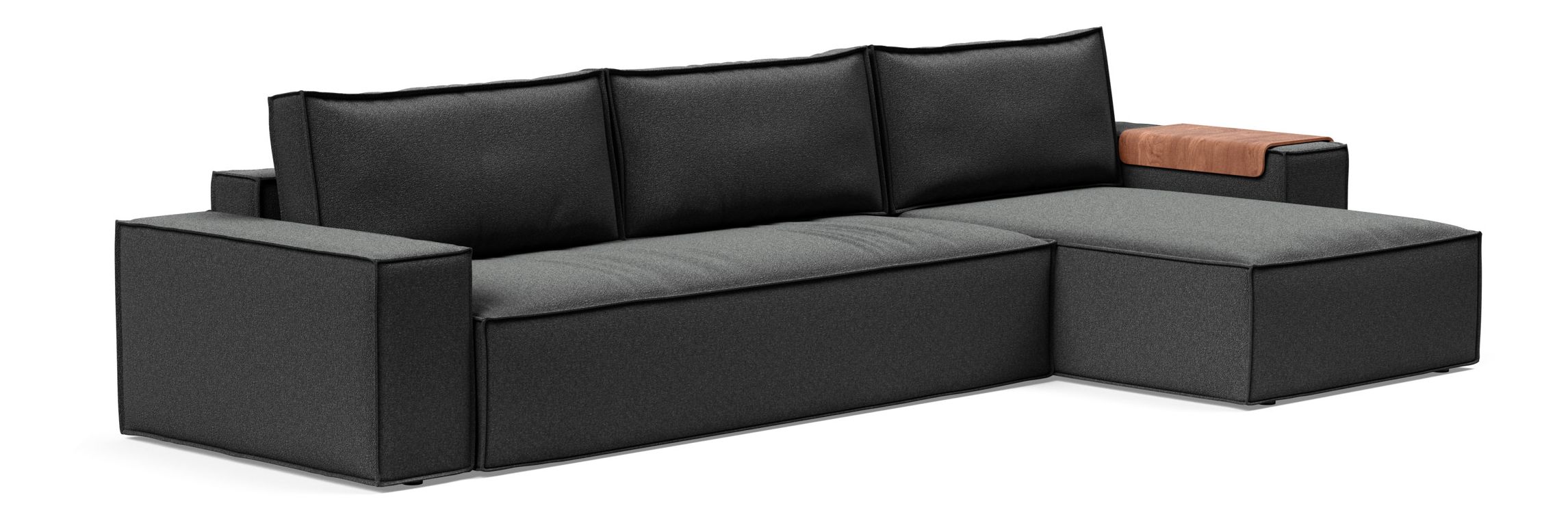Newilla Polyester Fabric/Steel Reversible Storage Sleeper Sectional w/Wide Arm Rests