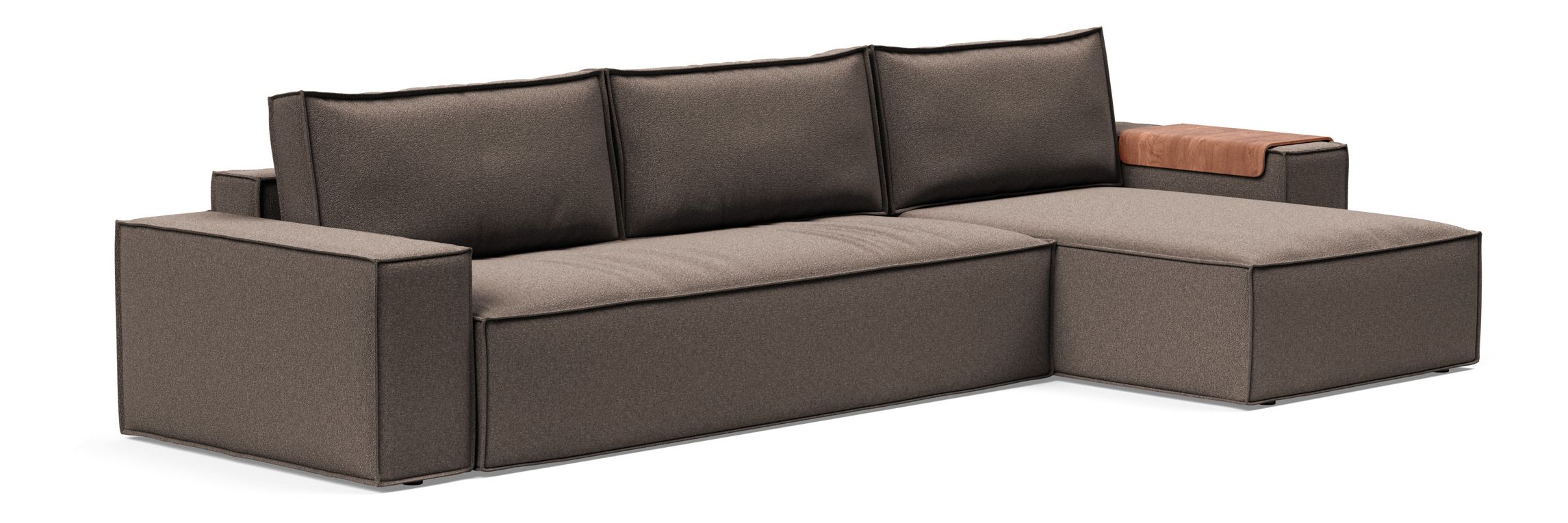 Newilla Polyester Fabric/Steel Reversible Storage Sleeper Sectional w/Wide Arm Rests