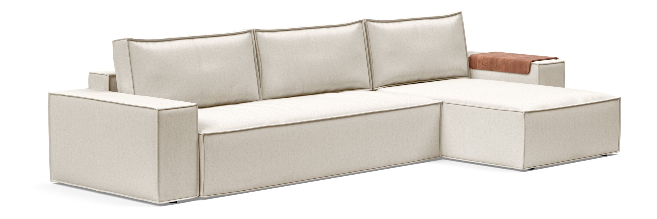 Newilla Polyester Fabric/Steel Reversible Storage Sleeper Sectional w/Wide Arm Rests