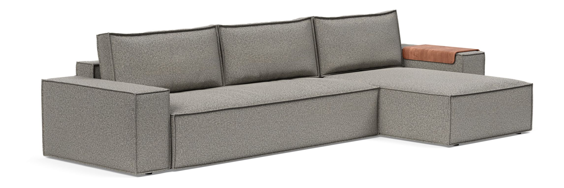 Newilla Polyester Fabric/Steel Reversible Storage Sleeper Sectional w/Wide Arm Rests