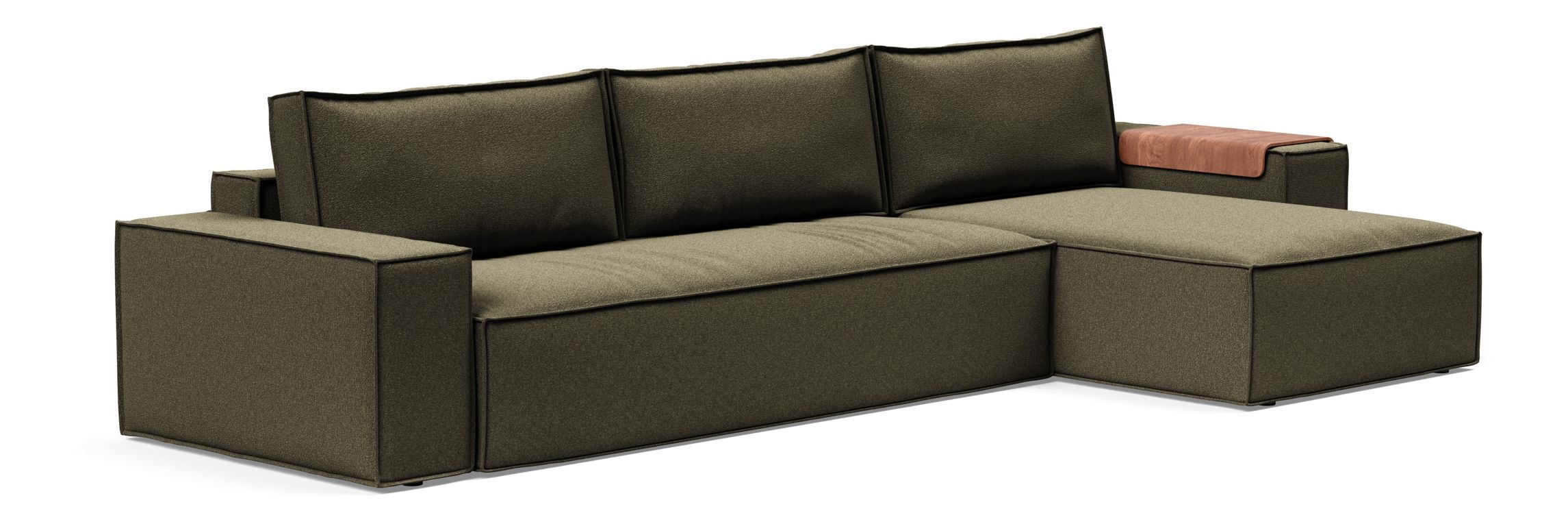 Newilla Polyester Fabric/Steel Reversible Storage Sleeper Sectional w/Wide Arm Rests