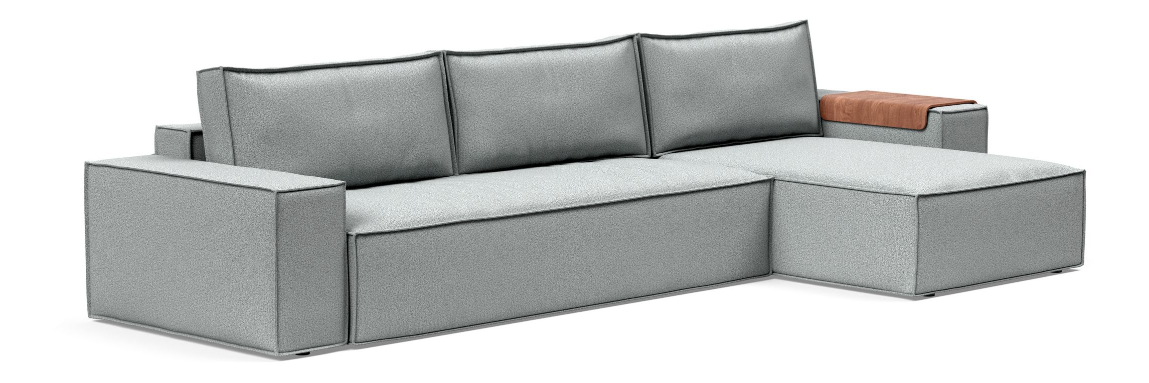 Newilla Polyester Fabric/Steel Reversible Storage Sleeper Sectional w/Wide Arm Rests