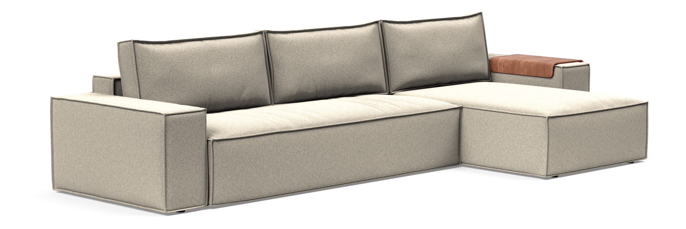 Newilla Polyester Fabric/Steel Reversible Storage Sleeper Sectional w/Wide Arm Rests