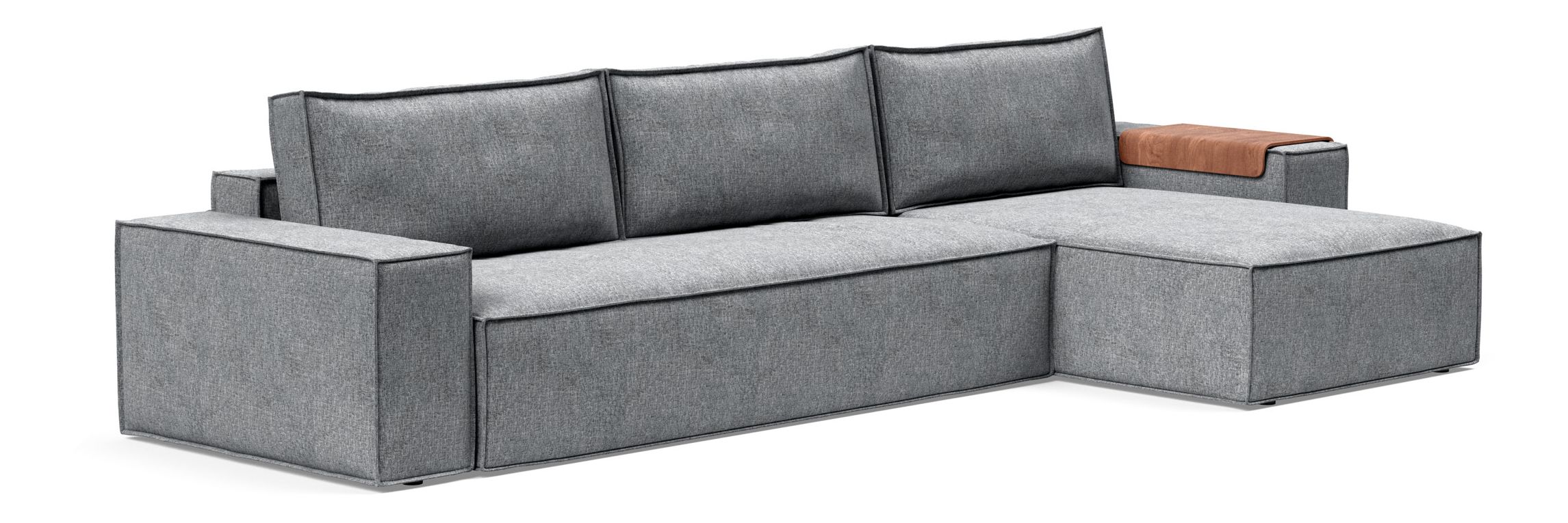 Newilla Polyester Fabric/Steel Reversible Storage Sleeper Sectional w/Wide Arm Rests