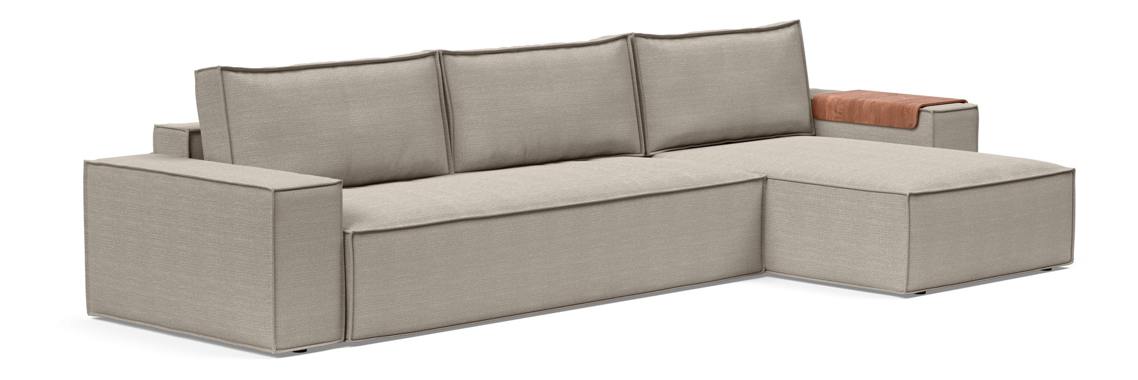 Newilla Polyester Fabric/Steel Reversible Storage Sleeper Sectional w/Wide Arm Rests
