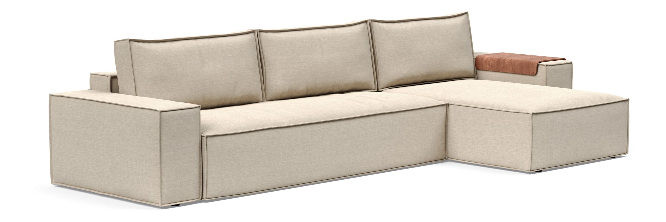 Newilla Polyester Fabric/Steel Reversible Storage Sleeper Sectional w/Wide Arm Rests
