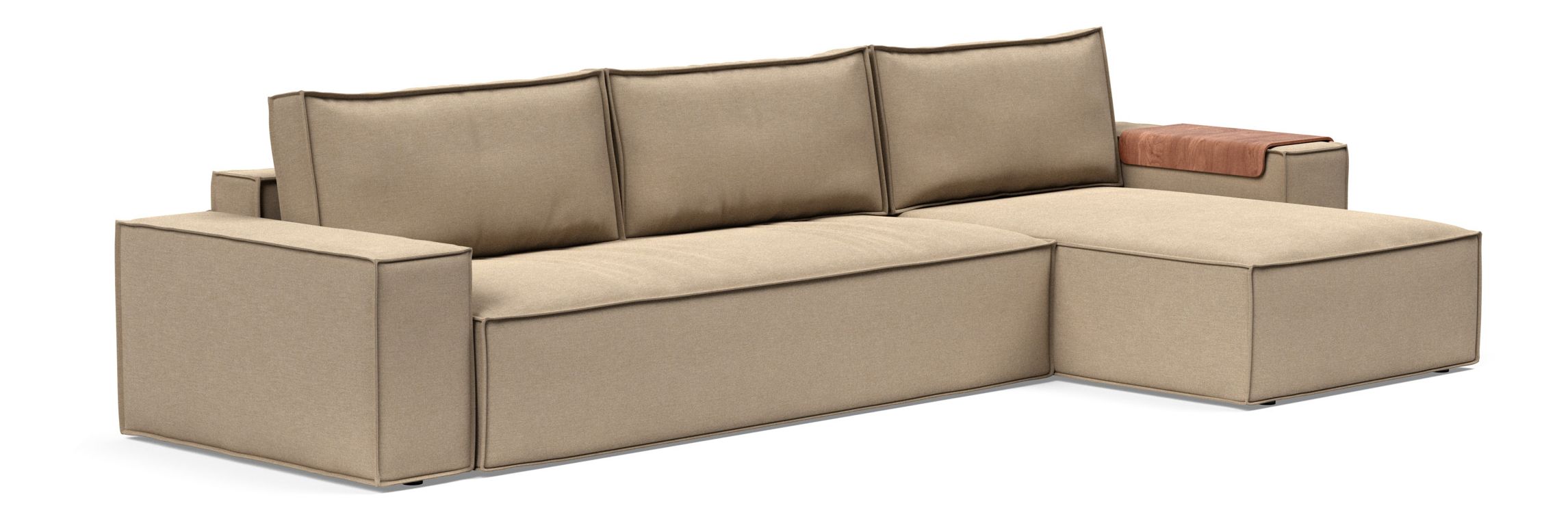 Newilla Polyester Fabric/Steel Reversible Storage Sleeper Sectional w/Wide Arm Rests