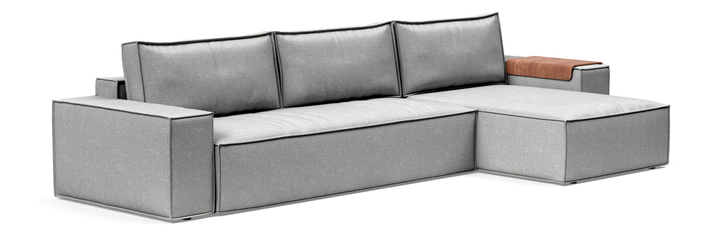 Newilla Polyester Fabric/Steel Reversible Storage Sleeper Sectional w/Wide Arm Rests