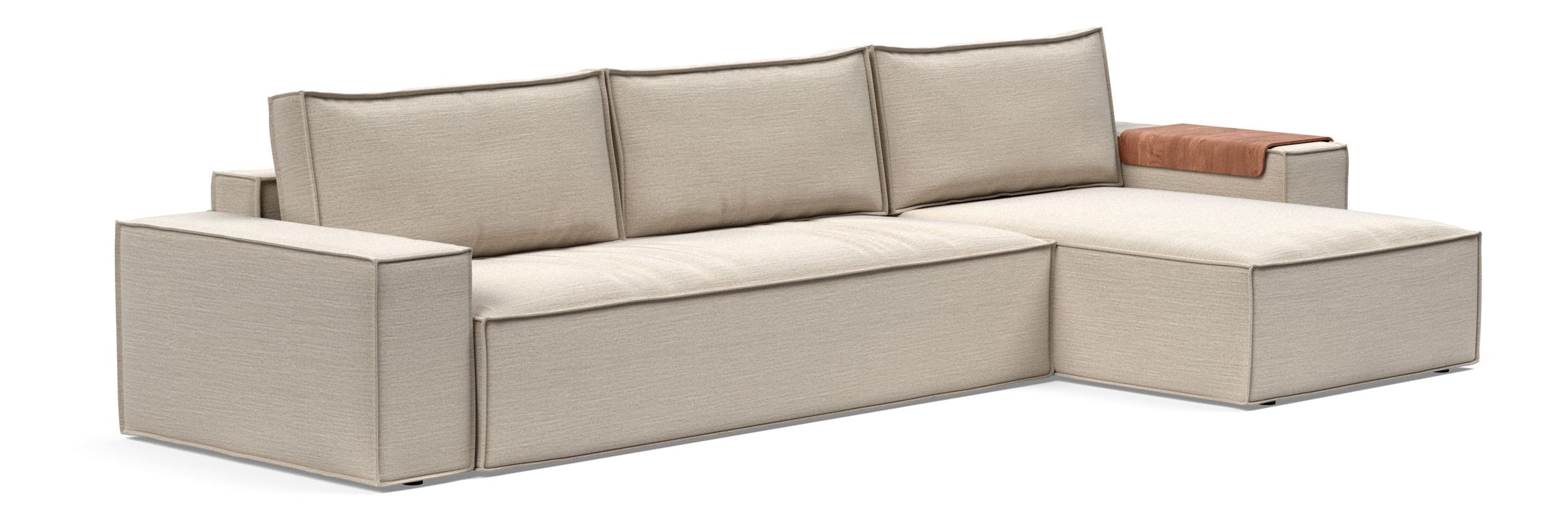 Newilla Polyester Fabric/Steel Reversible Storage Sleeper Sectional w/Wide Arm Rests