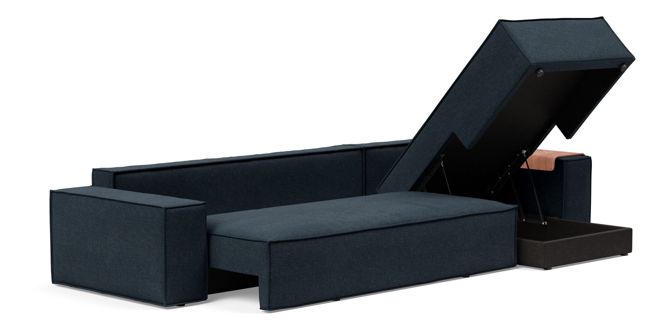 Newilla Reversible Storage Sleeper Sectional w/ Wide Arm Rests