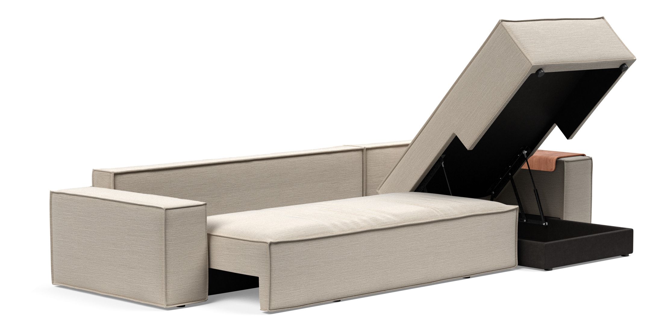 Newilla Reversible Storage Sleeper Sectional w/ Wide Arm Rests