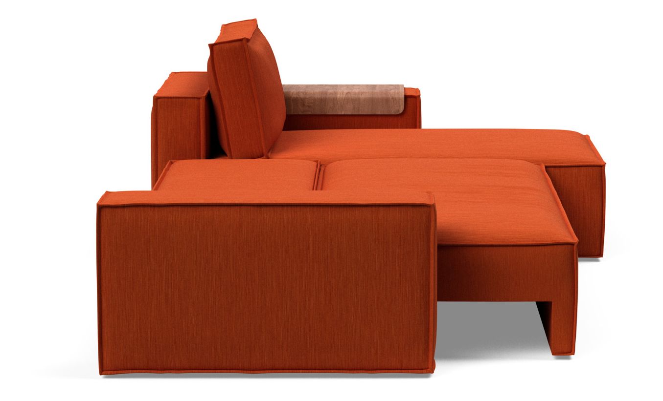 Newilla Polyester Fabric/Steel Reversible Storage Sleeper Sectional w/Wide Arm Rests