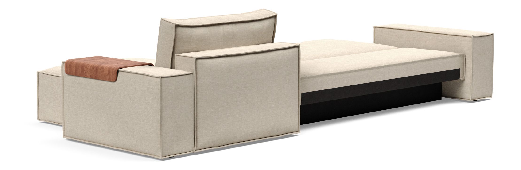 Newilla Polyester Fabric/Steel Reversible Storage Sleeper Sectional w/Wide Arm Rests