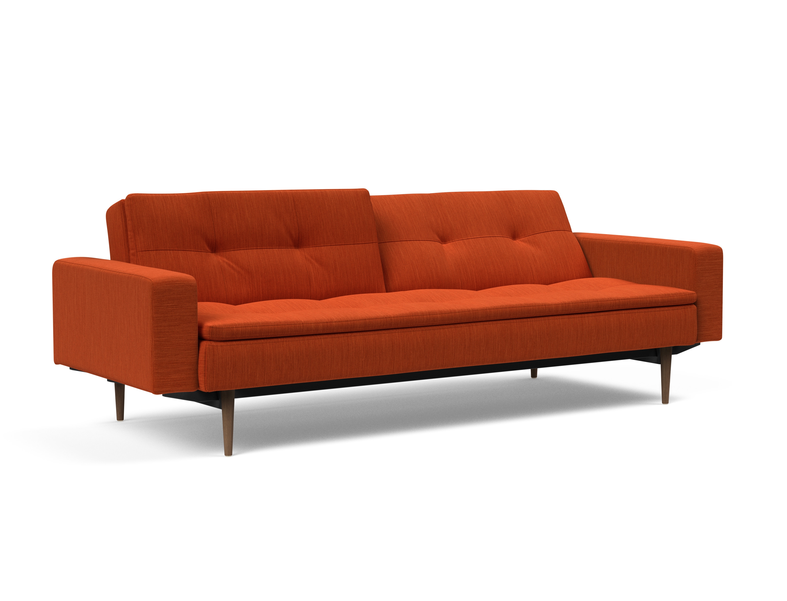 Dublexo Deluxe Fabric Sofa Bed w/Arms & Dark Wood Styletto Legs