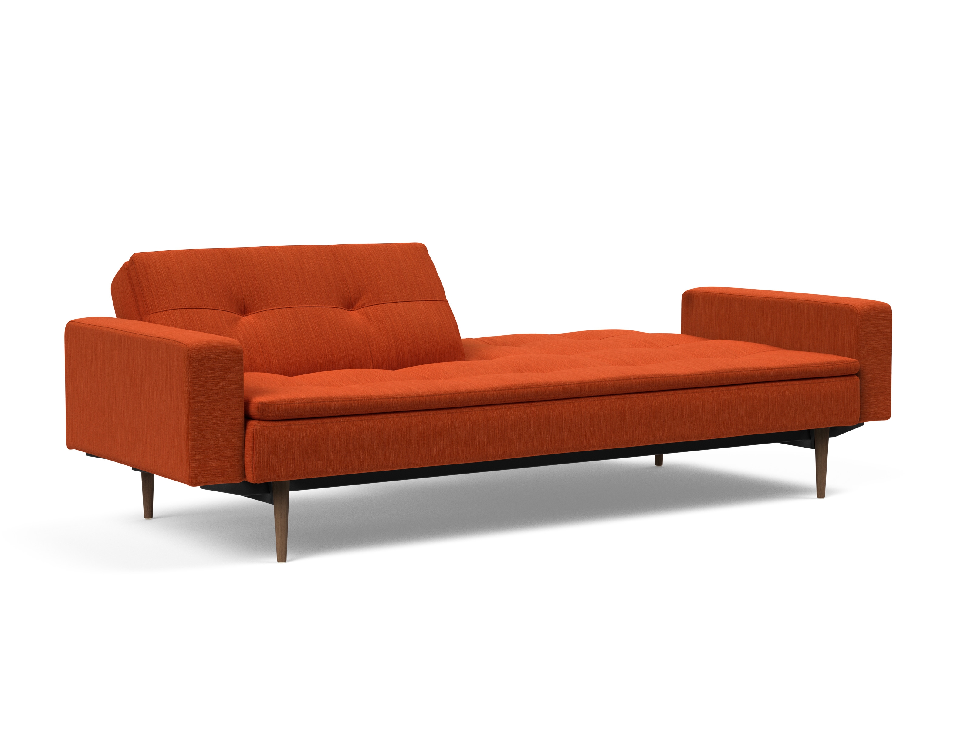 Dublexo Deluxe Fabric Sofa Bed w/Arms & Dark Wood Styletto Legs