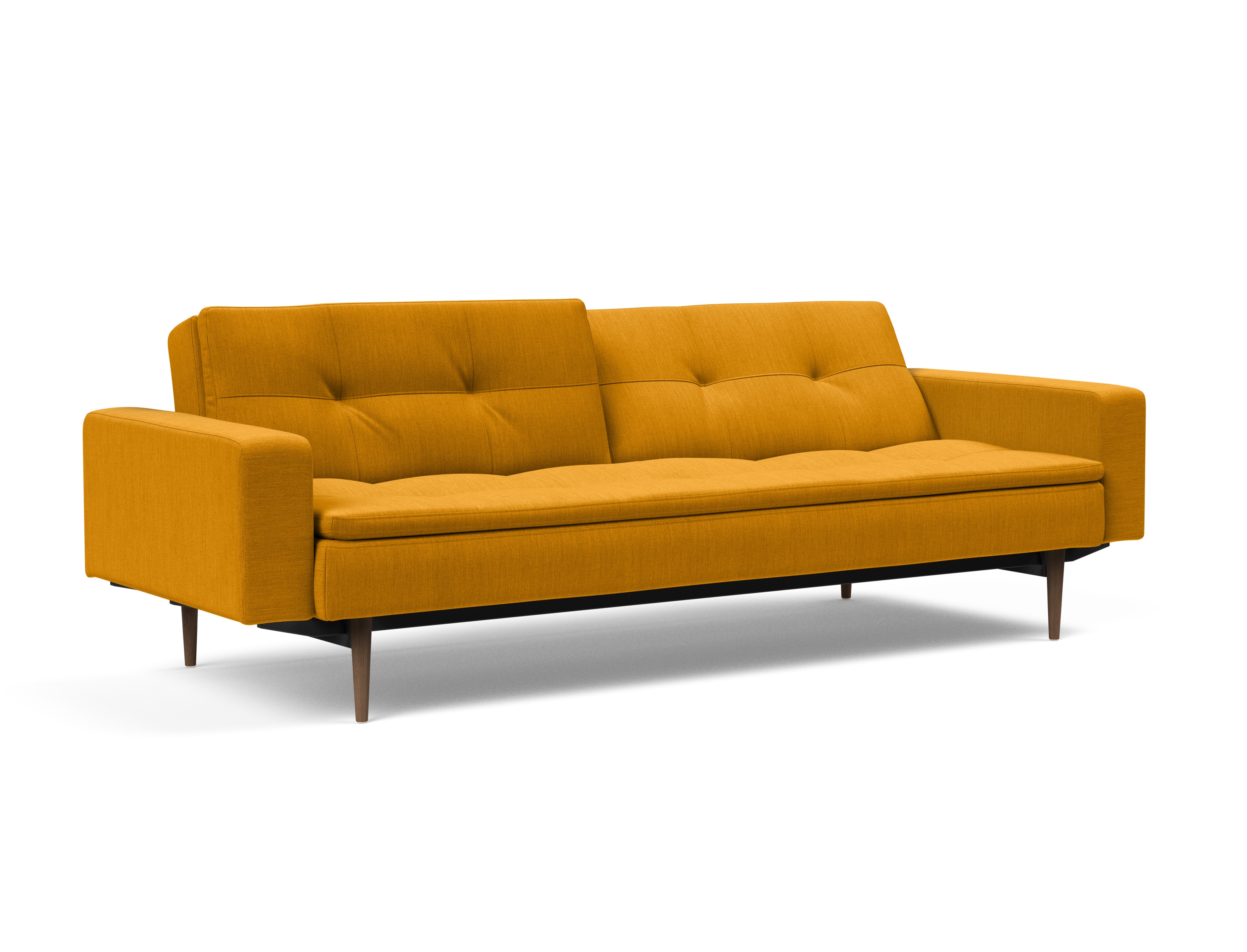 Dublexo Deluxe Fabric Sofa Bed w/Arms & Dark Wood Styletto Legs