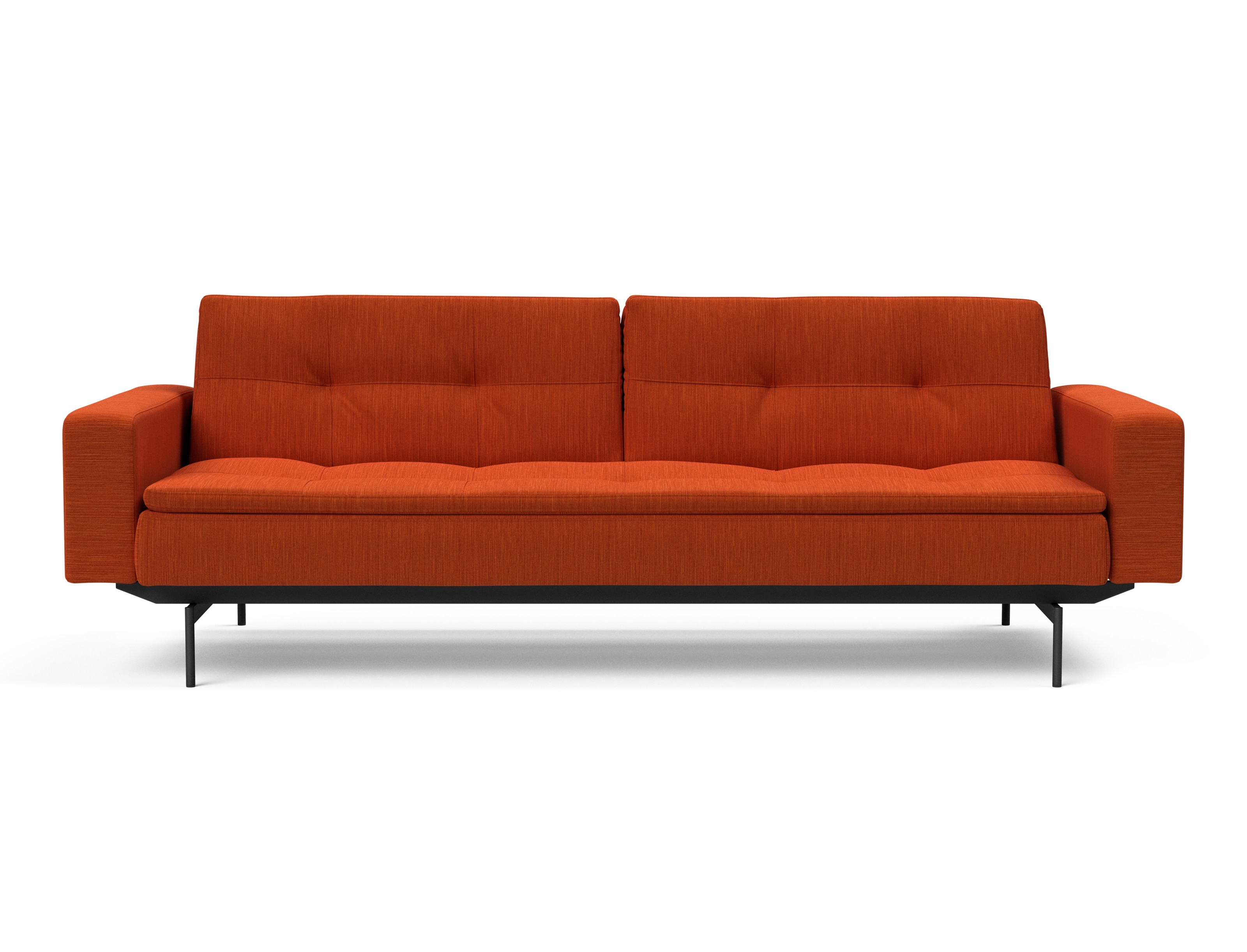 Dublexo Deluxe Fabric Sofa Bed w/Arms & Black Metal Pin Legs