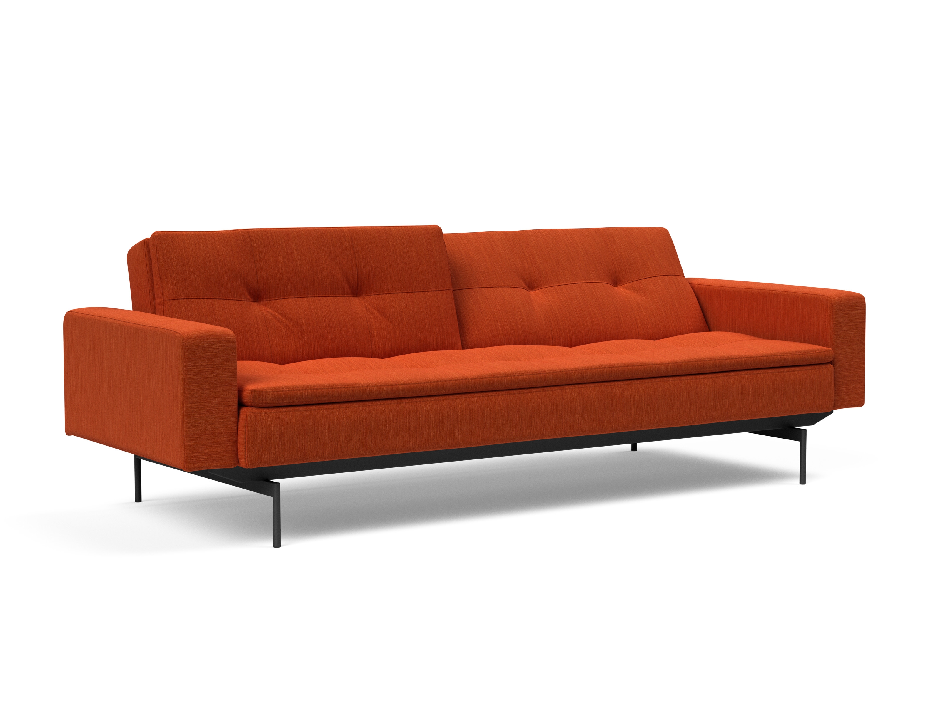 Dublexo Deluxe Fabric Sofa Bed w/Arms & Black Metal Pin Legs