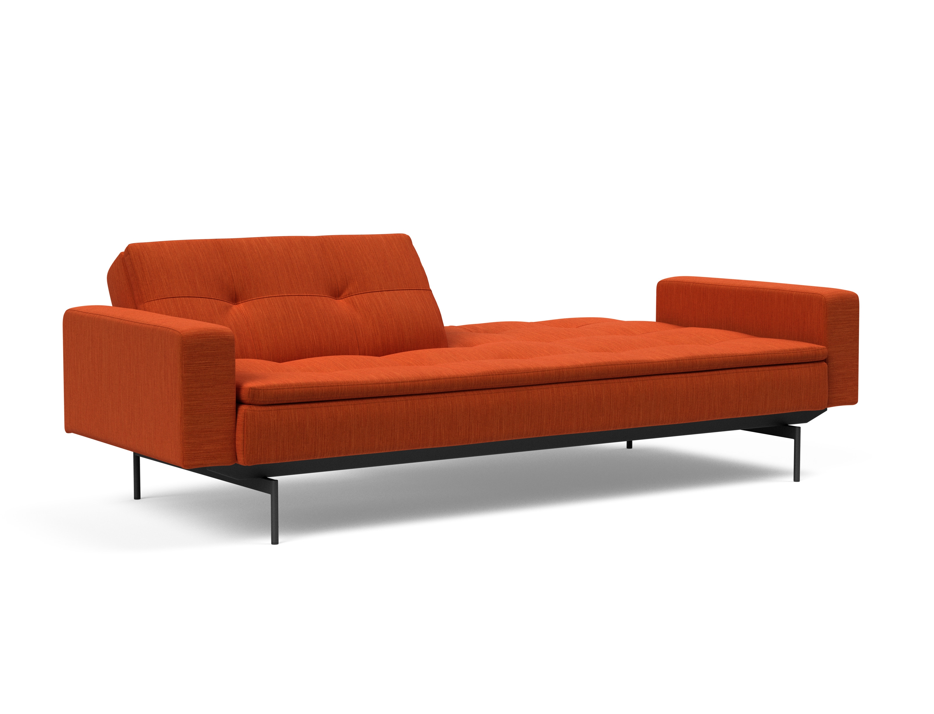 Dublexo Deluxe Fabric Sofa Bed w/Arms & Black Metal Pin Legs
