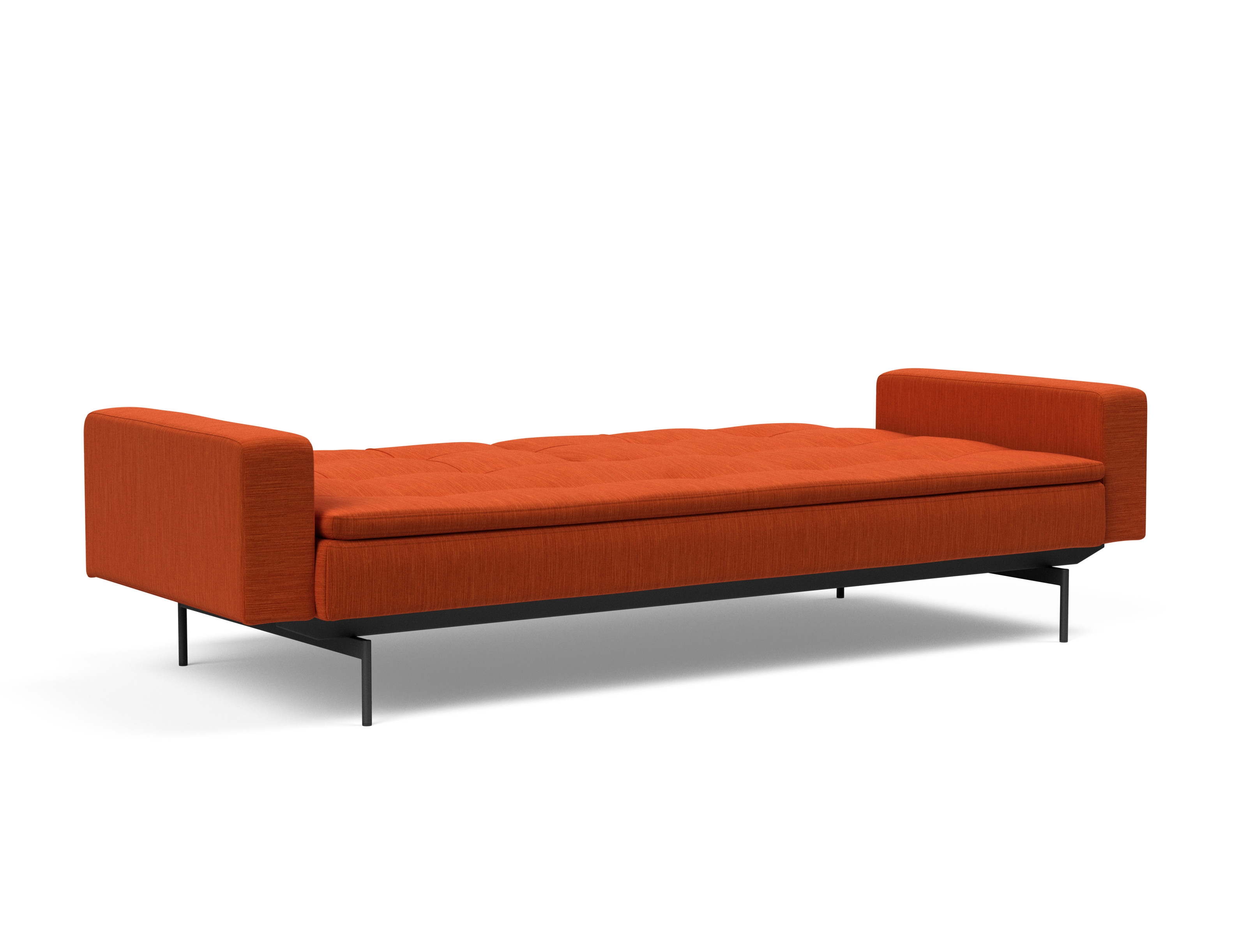 Dublexo Deluxe Fabric Sofa Bed w/Arms & Black Metal Pin Legs