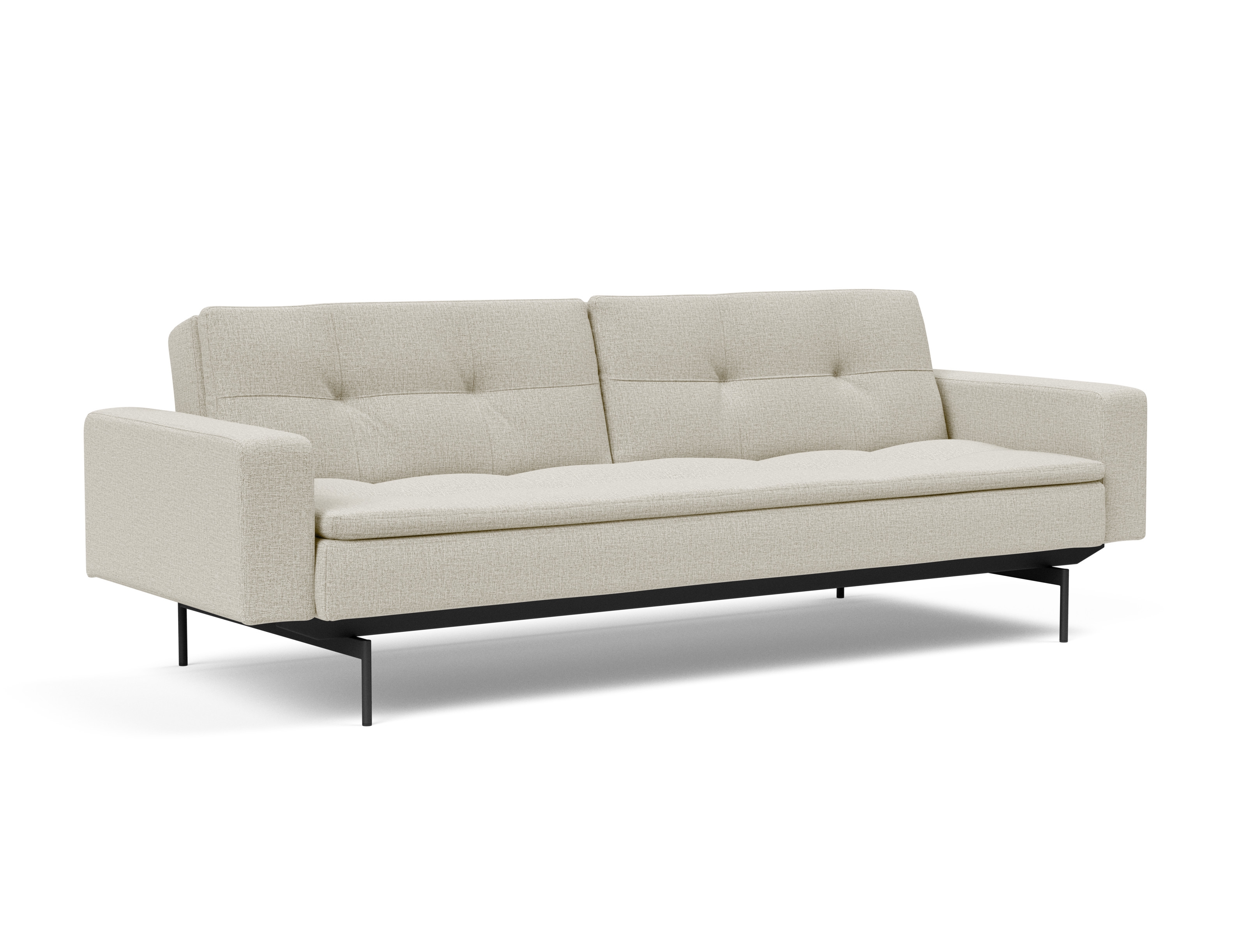 Dublexo Deluxe Fabric Sofa Bed w/Arms & Black Metal Pin Legs