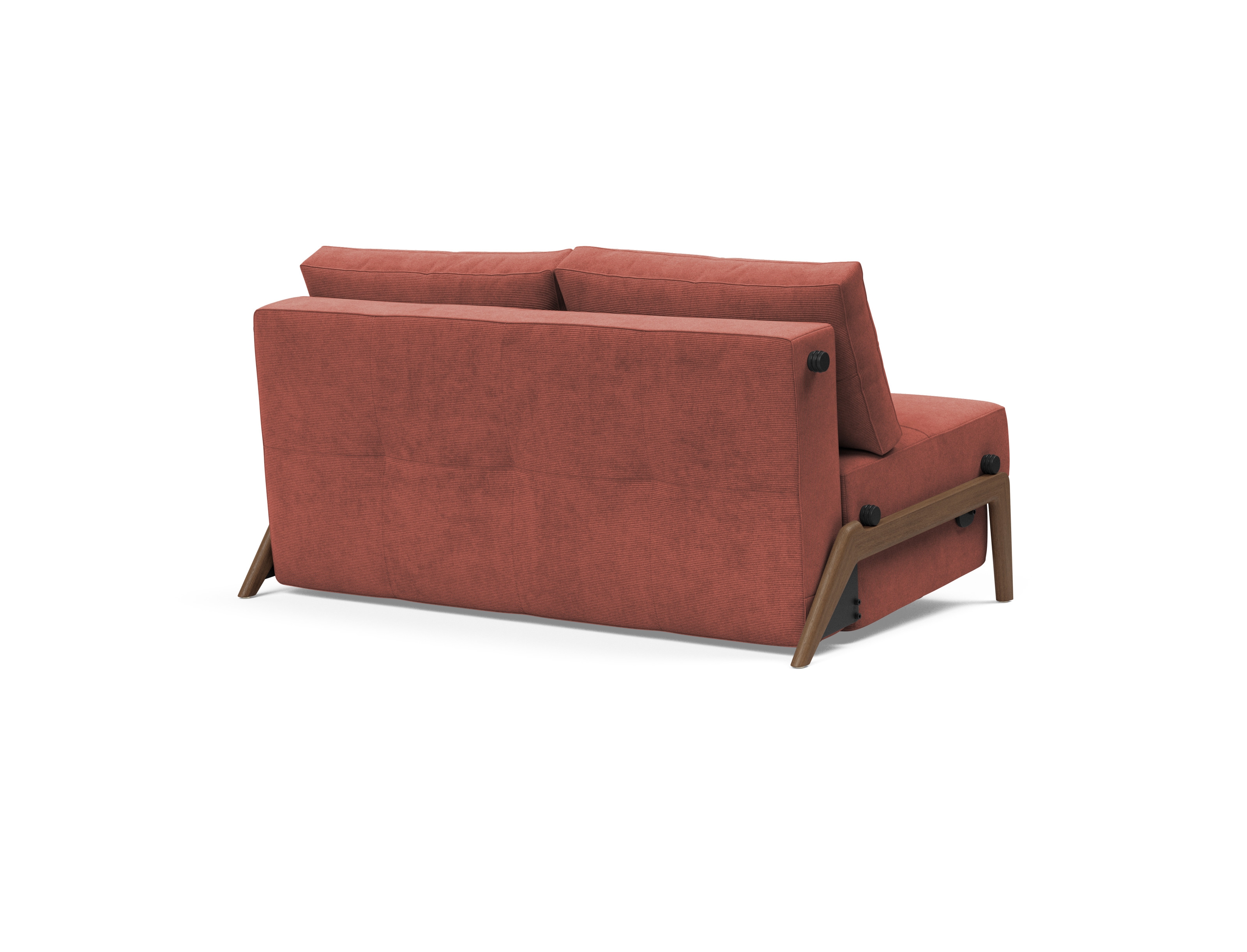 Cubed Deluxe Fabric Sofa Bed w/Dark Wood Legs, Full Size