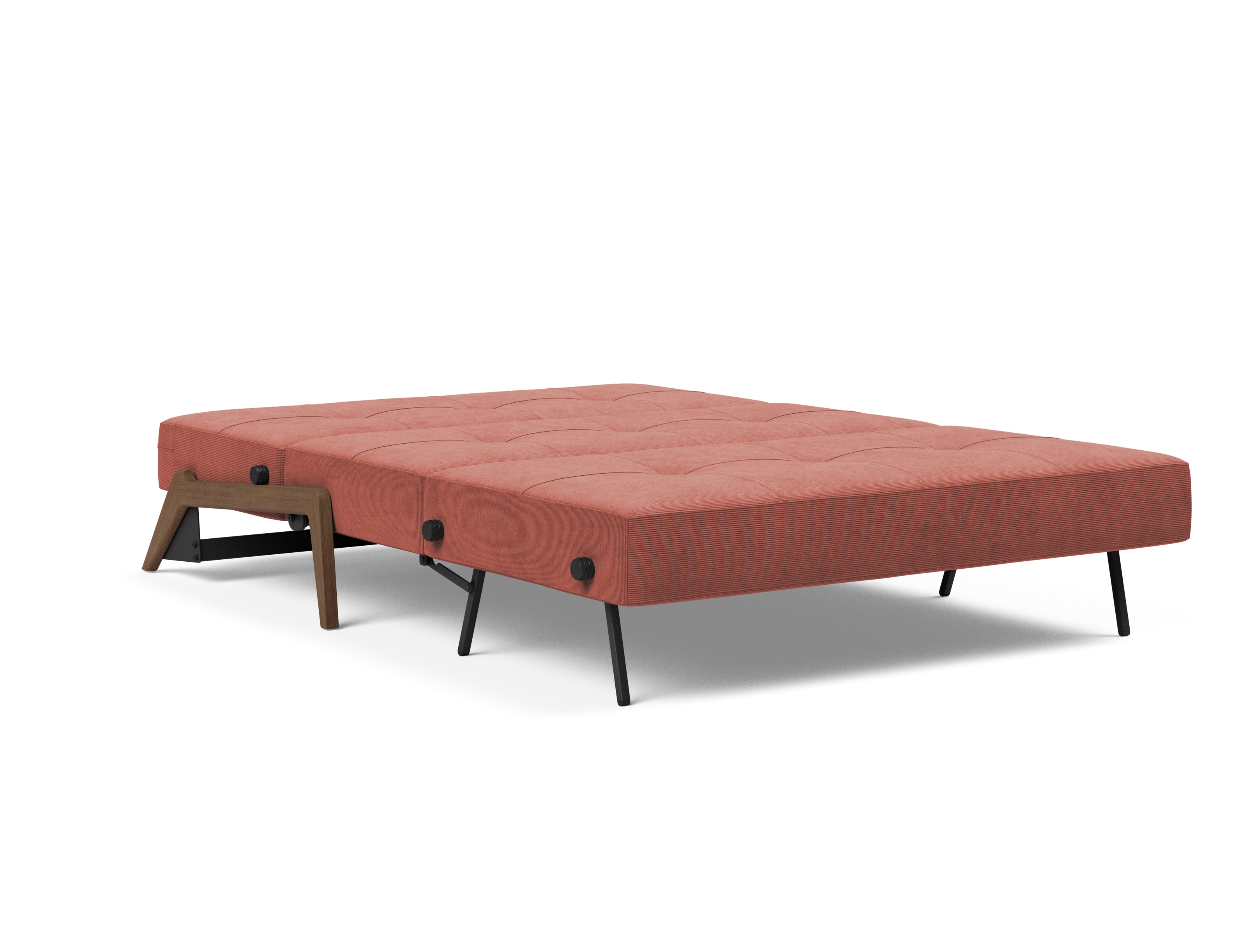 Cubed Deluxe Fabric Sofa Bed w/Dark Wood Legs, Full Size