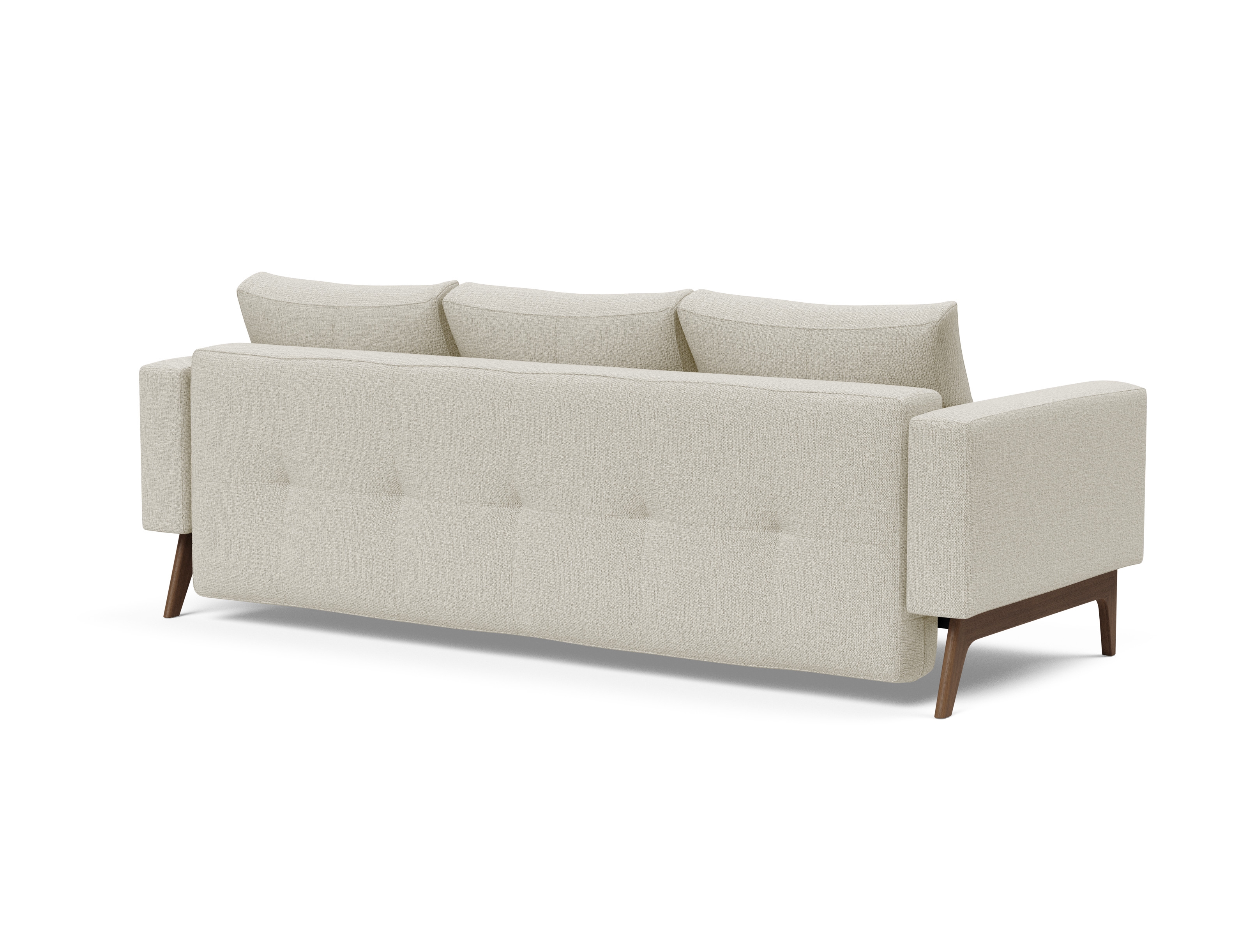 Cassius Quilt Fabric Sofa Bed w/Dark Wood Legs