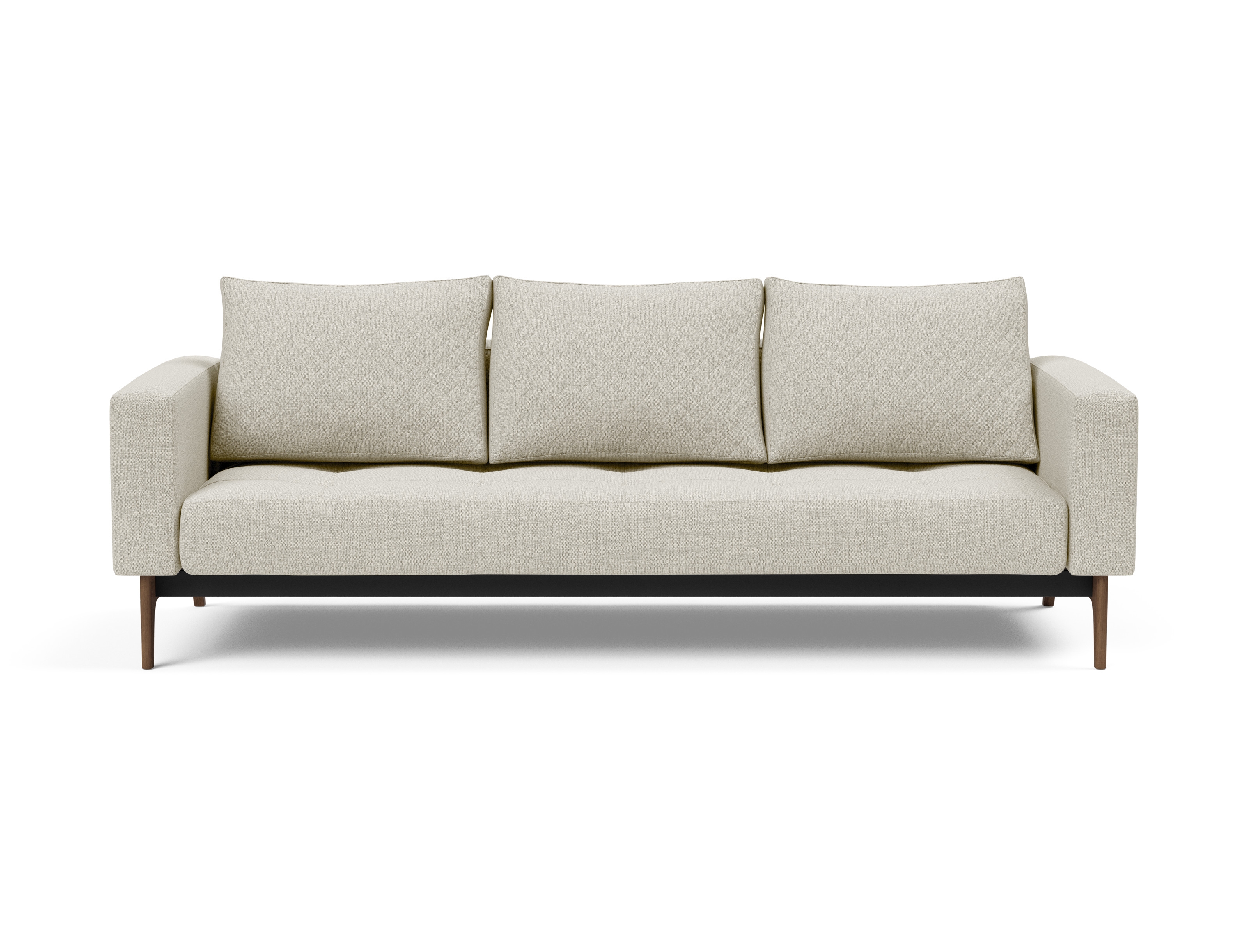 Cassius Quilt Fabric Sofa Bed w/Dark Wood Legs