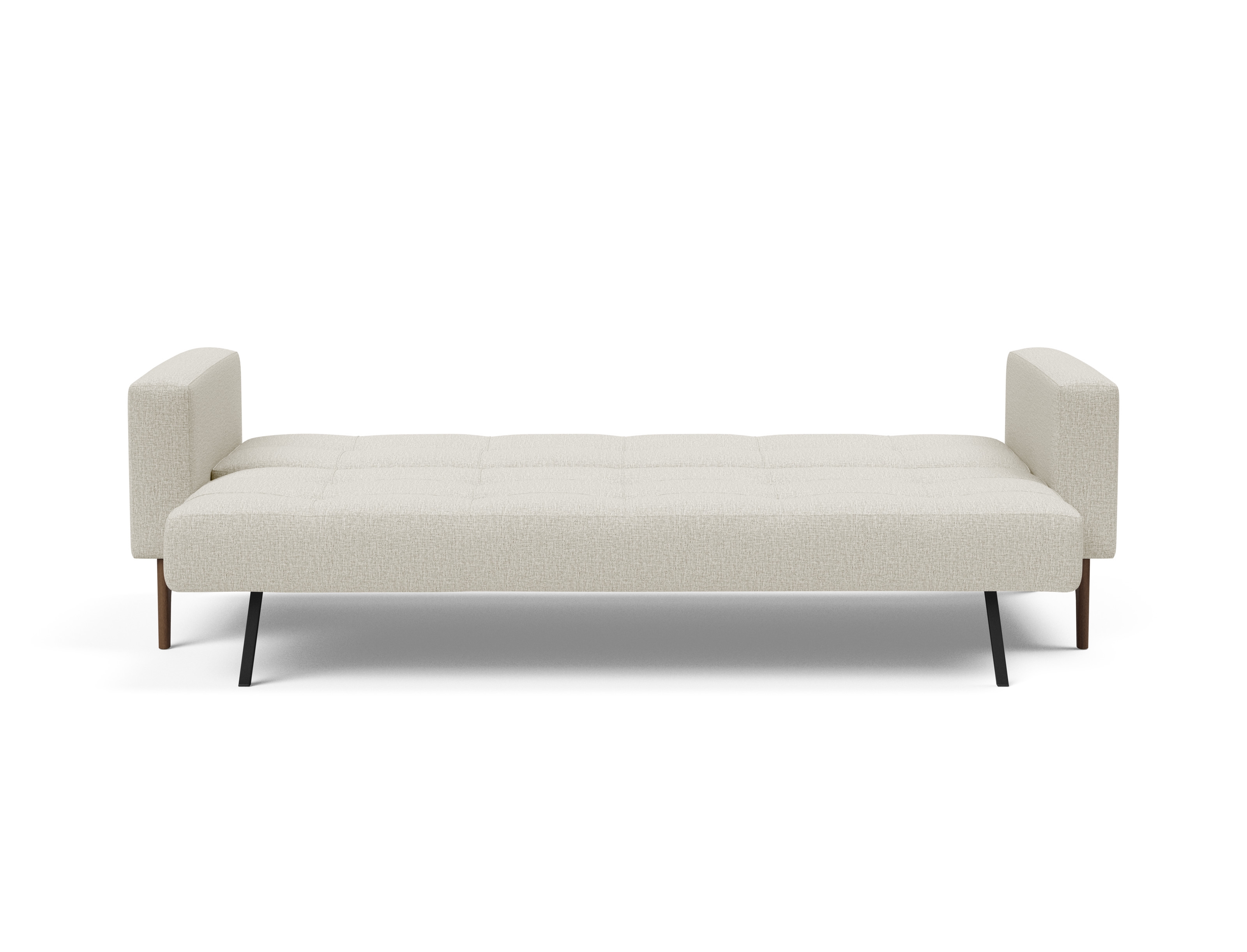 Cassius Quilt Fabric Sofa Bed w/Dark Wood Legs