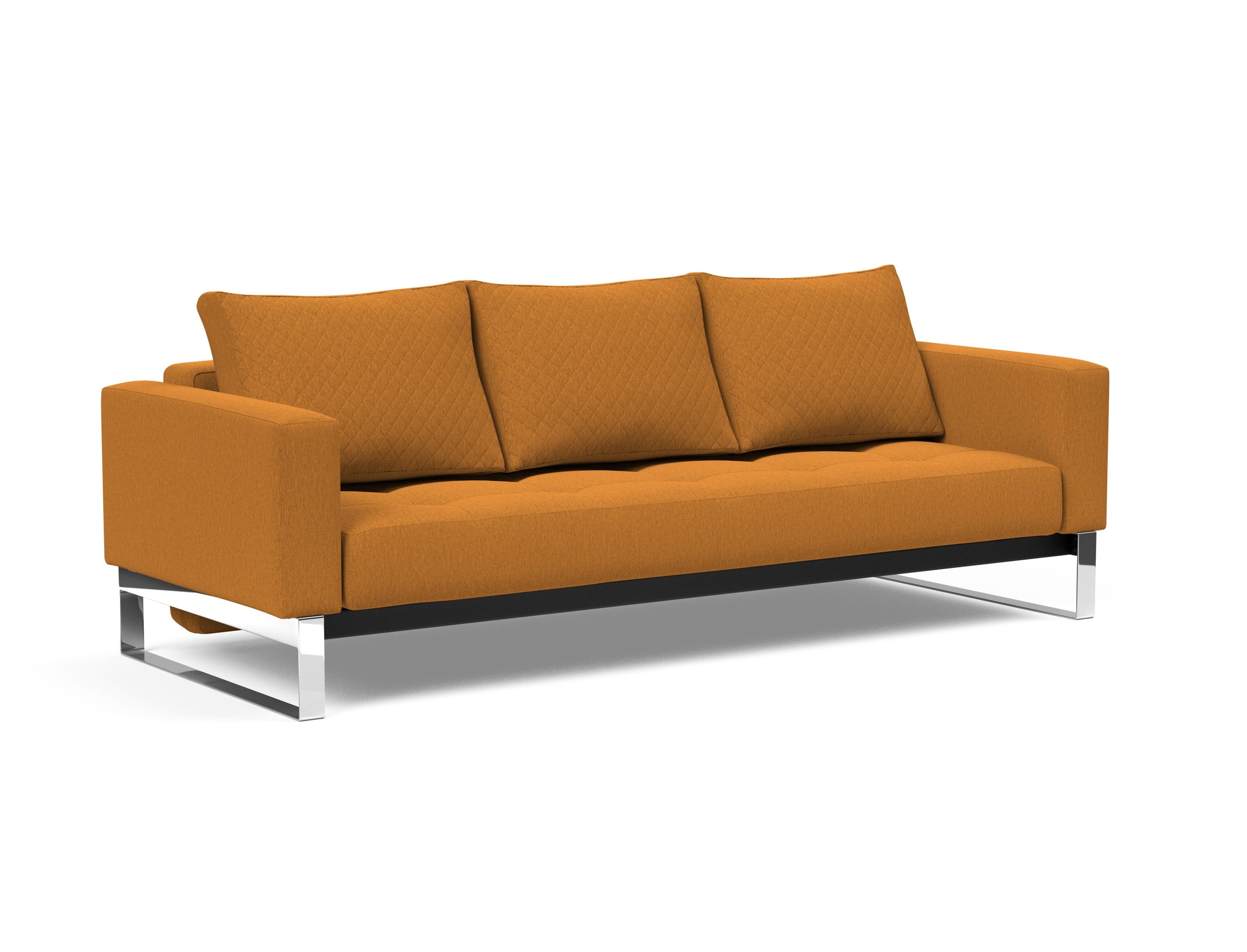 Cassius Quilt Fabric Sofa Bed w/Chrome Legs