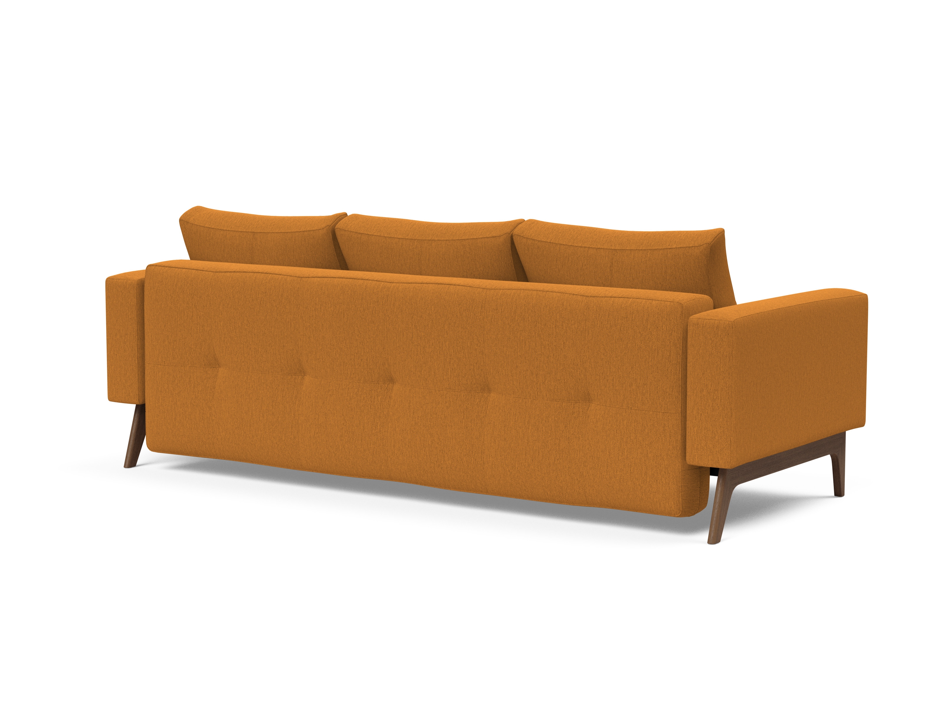 Cassius Quilt Fabric Sofa Bed w/Dark Wood Legs