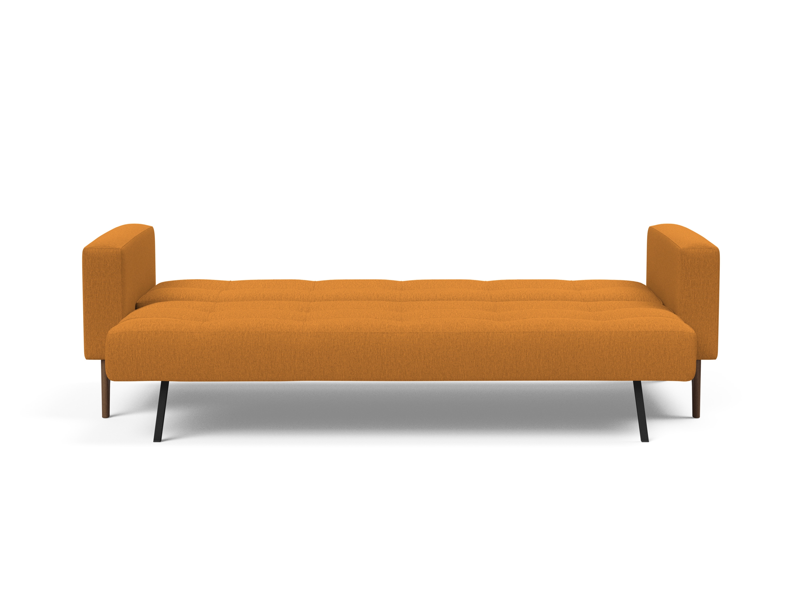 Cassius Quilt Fabric Sofa Bed w/Dark Wood Legs