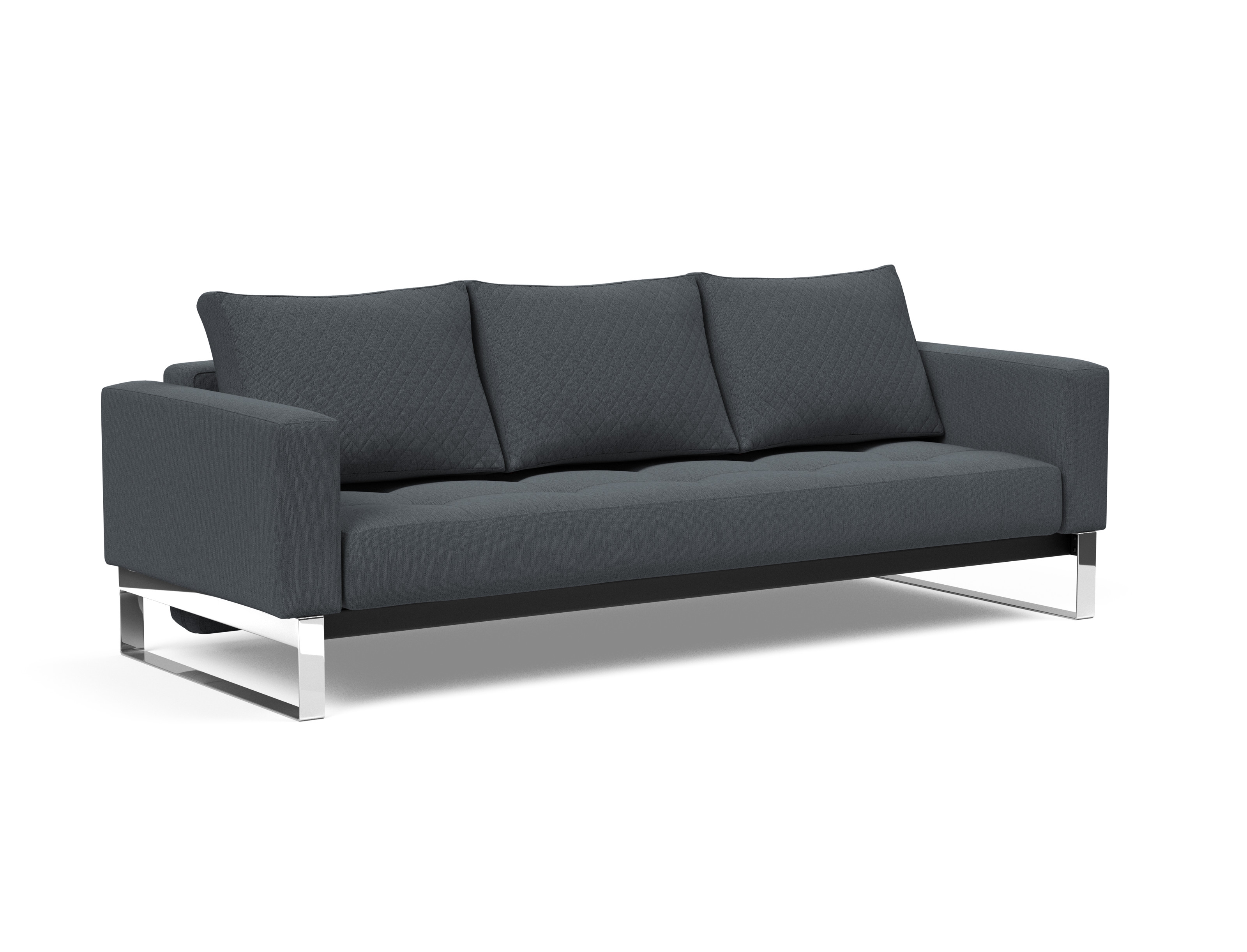 Cassius Quilt Fabric Sofa Bed w/Chrome Legs
