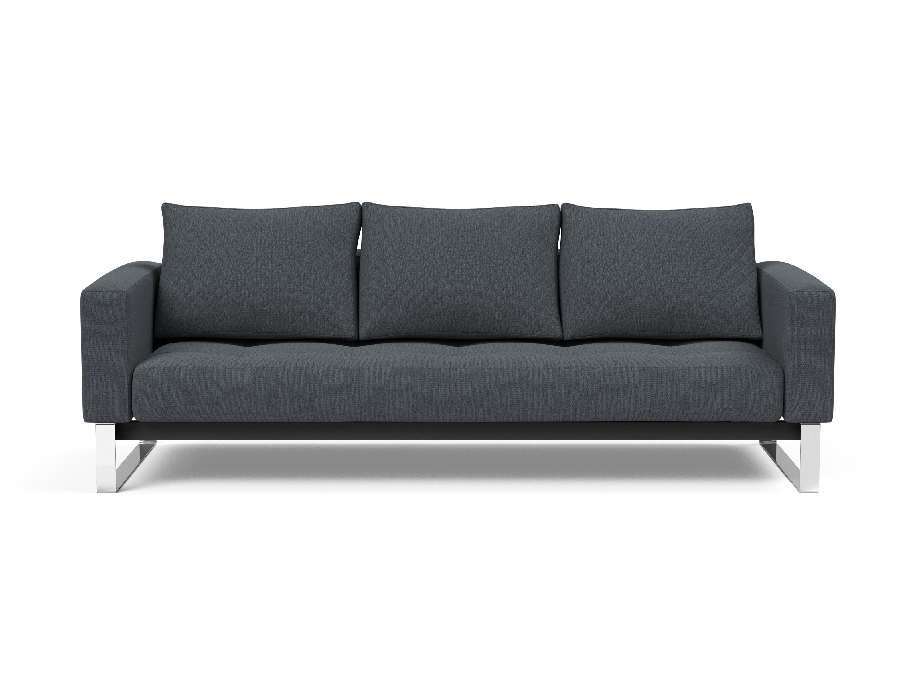 Cassius Quilt Fabric Sofa Bed w/Chrome Legs