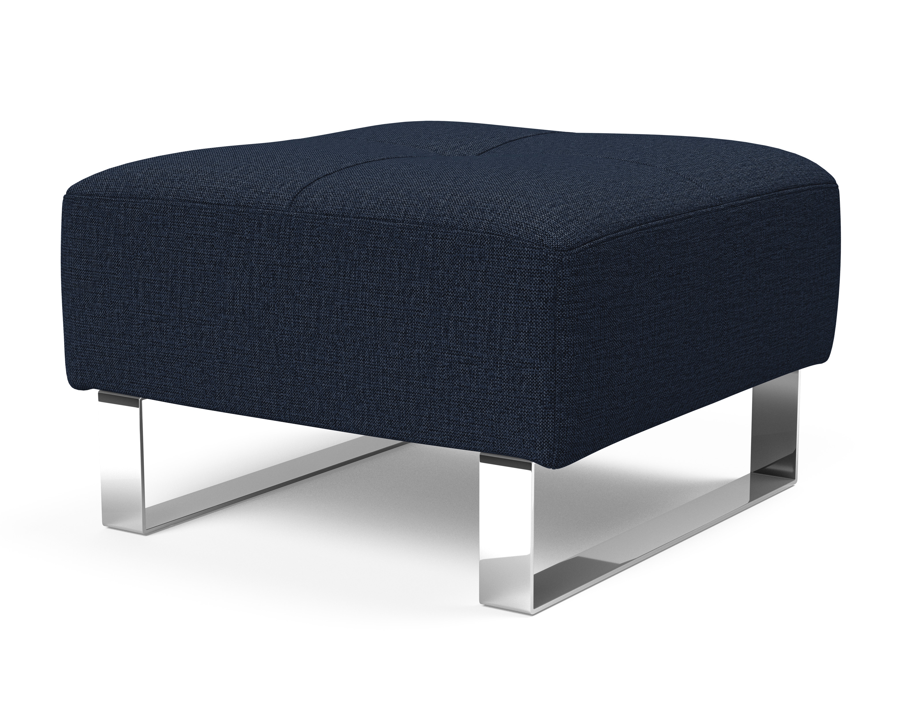 Deluxe Excess Fabric Ottoman w/Chrome Legs
