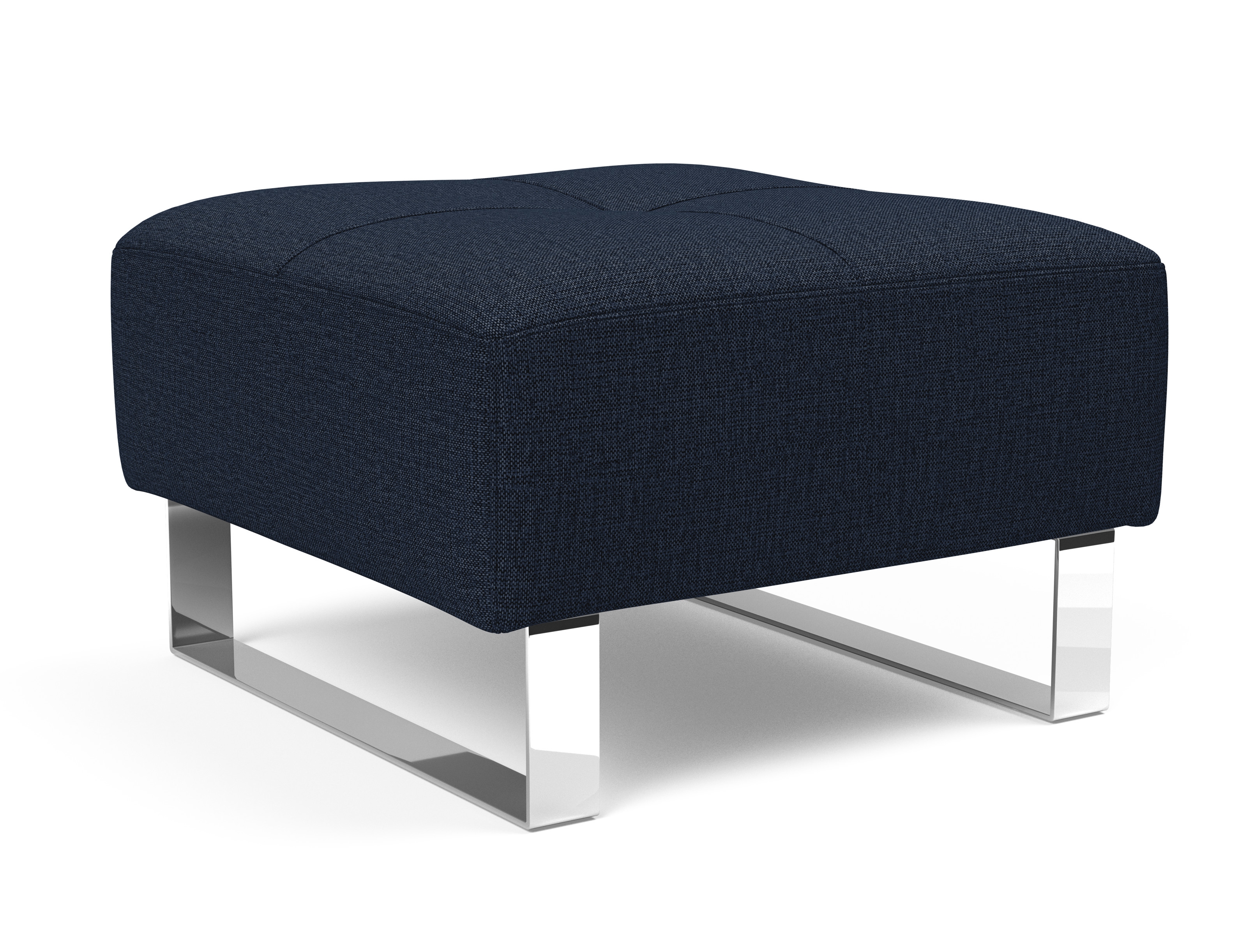 Deluxe Excess Fabric Ottoman w/Chrome Legs