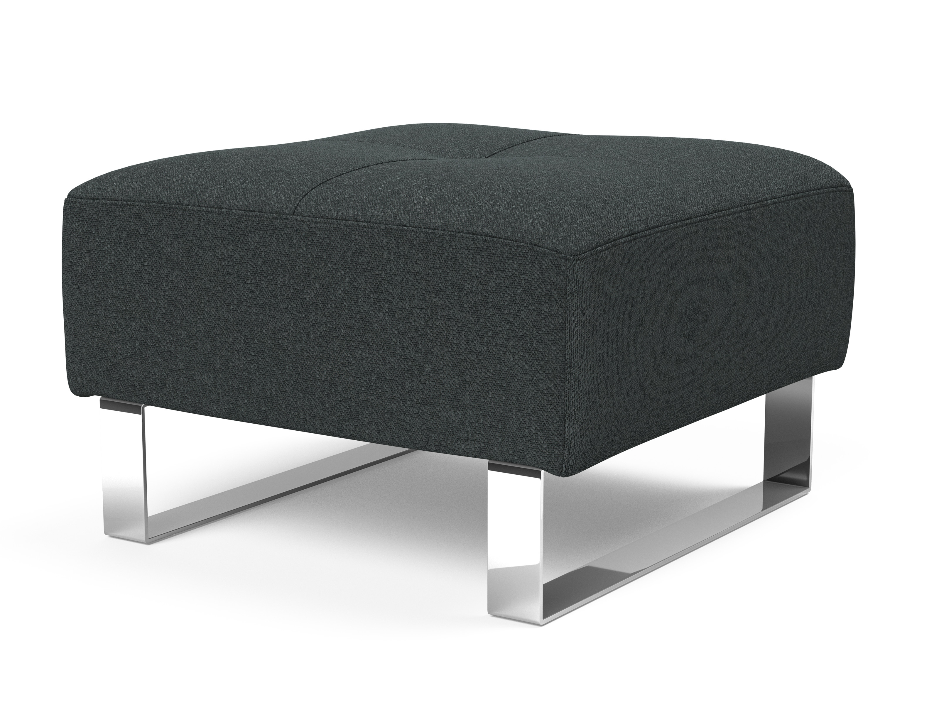 Deluxe Excess Fabric Ottoman w/Chrome Legs