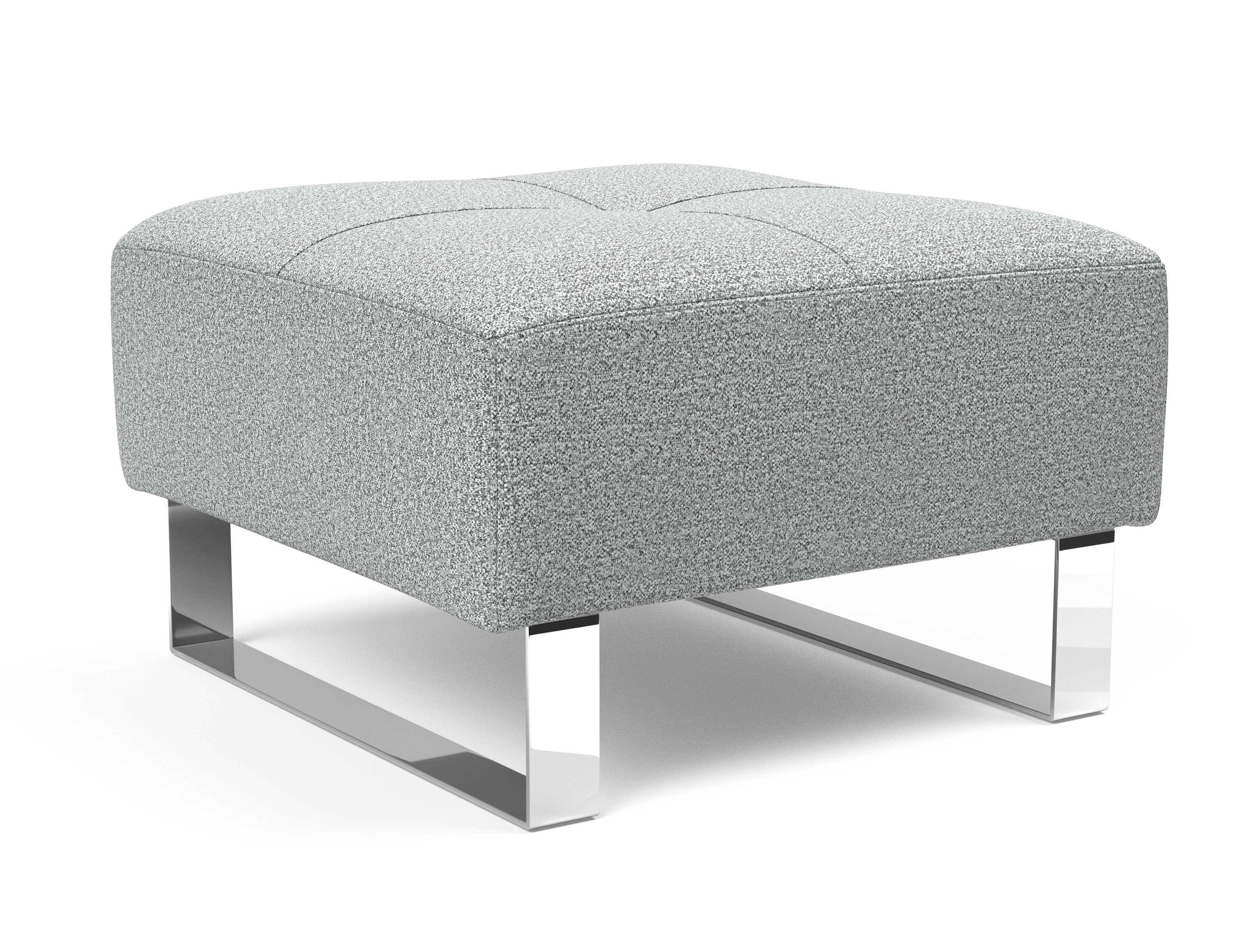 Deluxe Excess Fabric Ottoman w/Chrome Legs