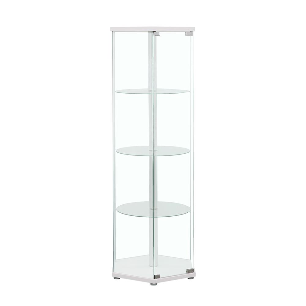 Zahavah 4-shelf Hexagon Shaped Glass Curio Cabinet