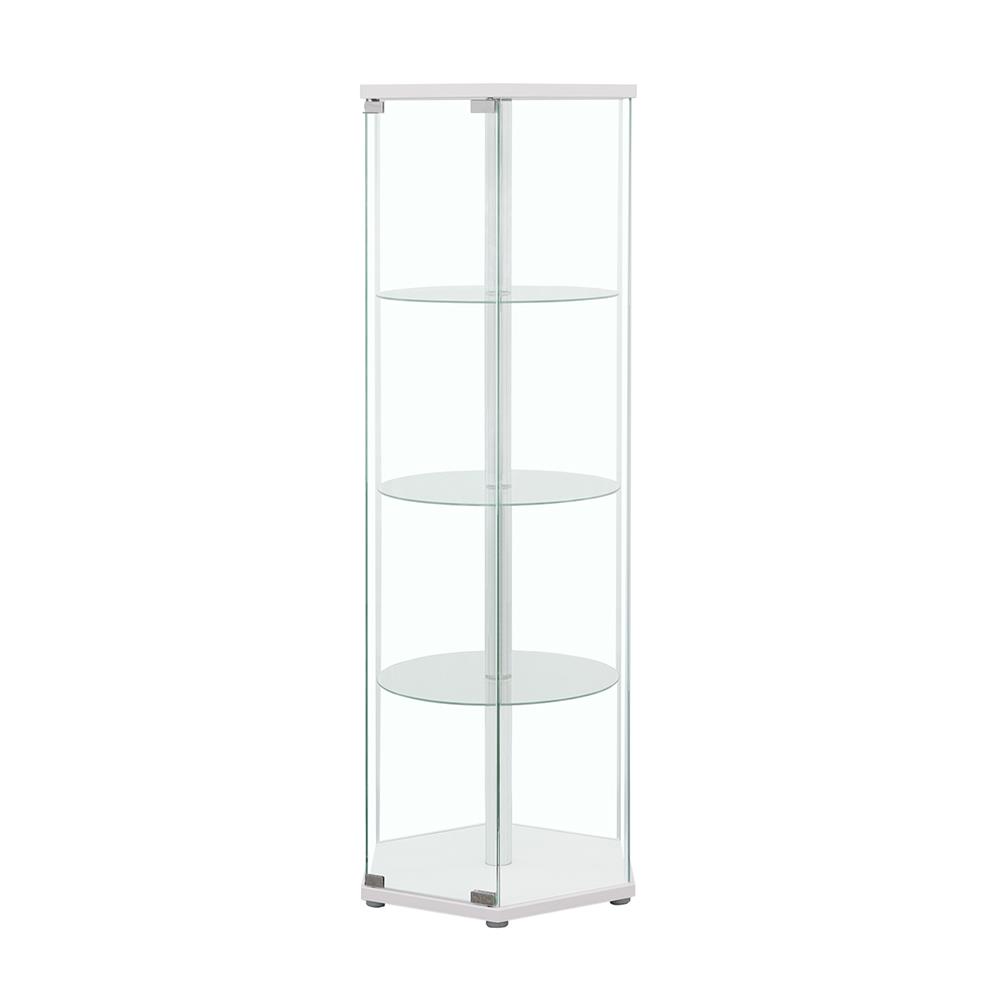 Zahavah 4-shelf Hexagon Shaped Glass Curio Cabinet
