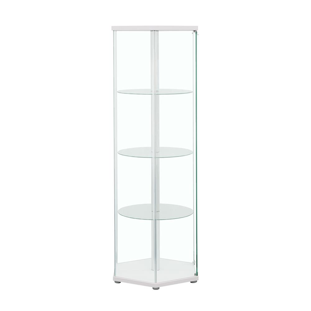 Zahavah 4-shelf Hexagon Shaped Glass Curio Cabinet