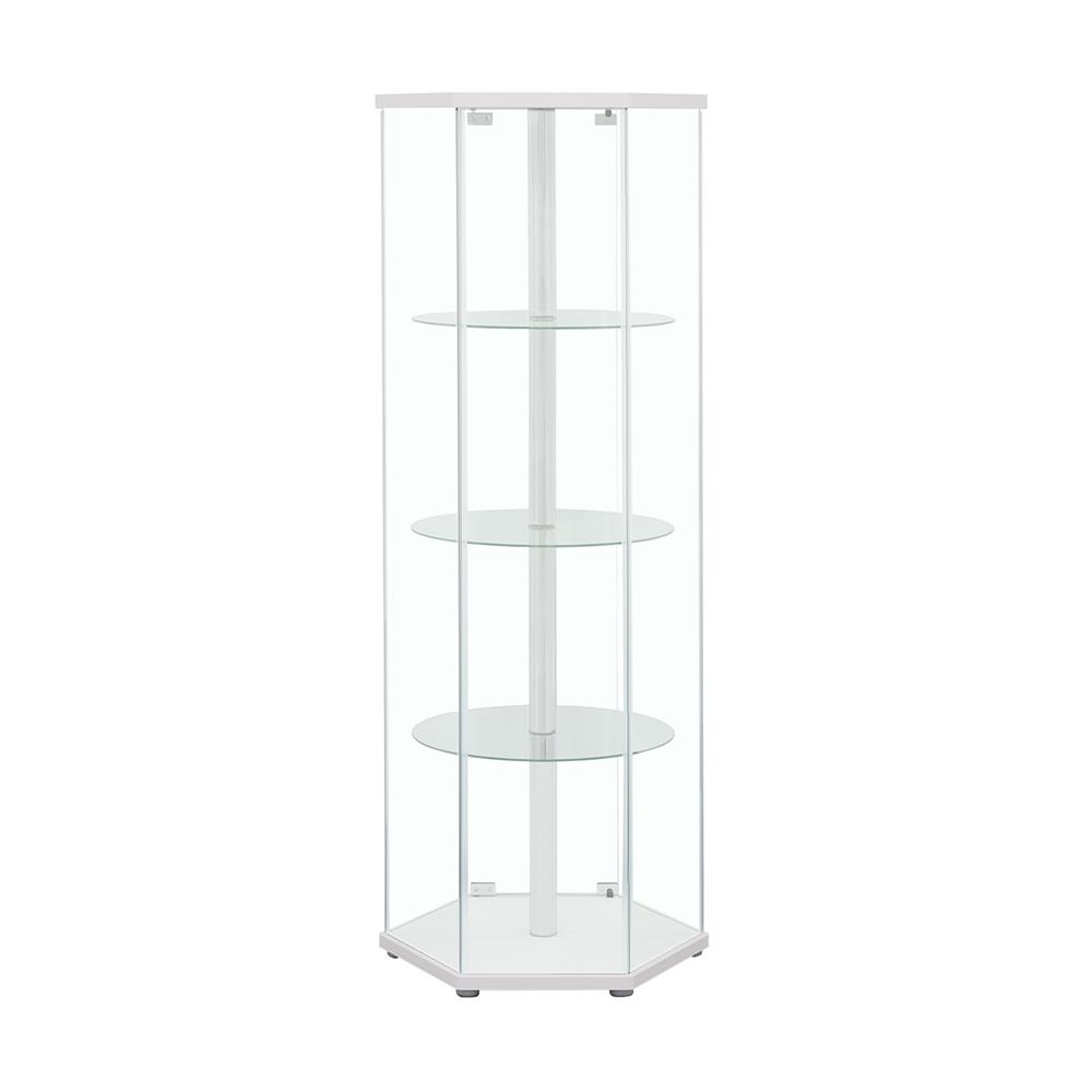 Zahavah 4-shelf Hexagon Shaped Glass Curio Cabinet