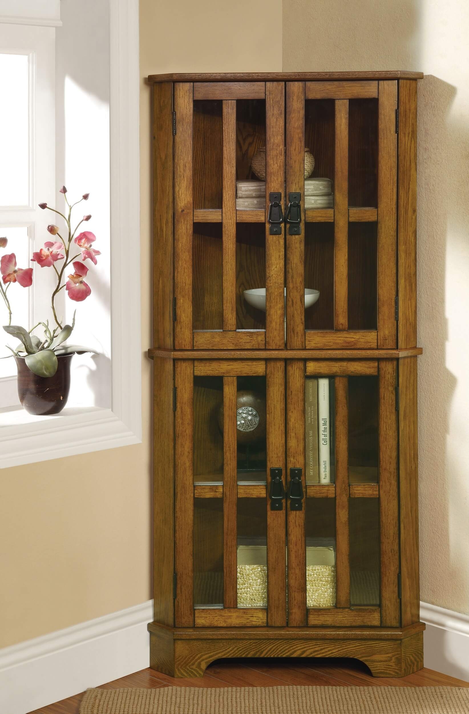 Coreosis 4-shelf Corner Curio Cabinet