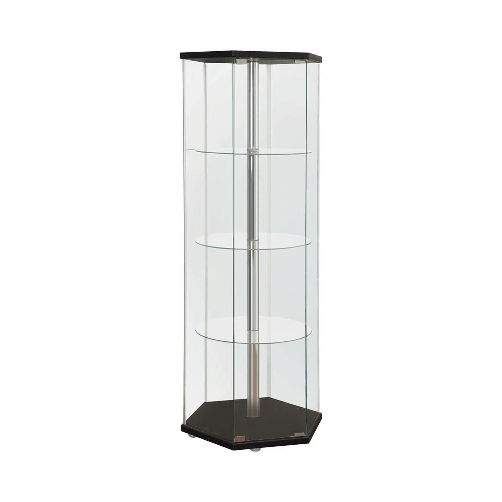 Zahavah 4-shelf Hexagon Shaped Glass Curio Cabinet