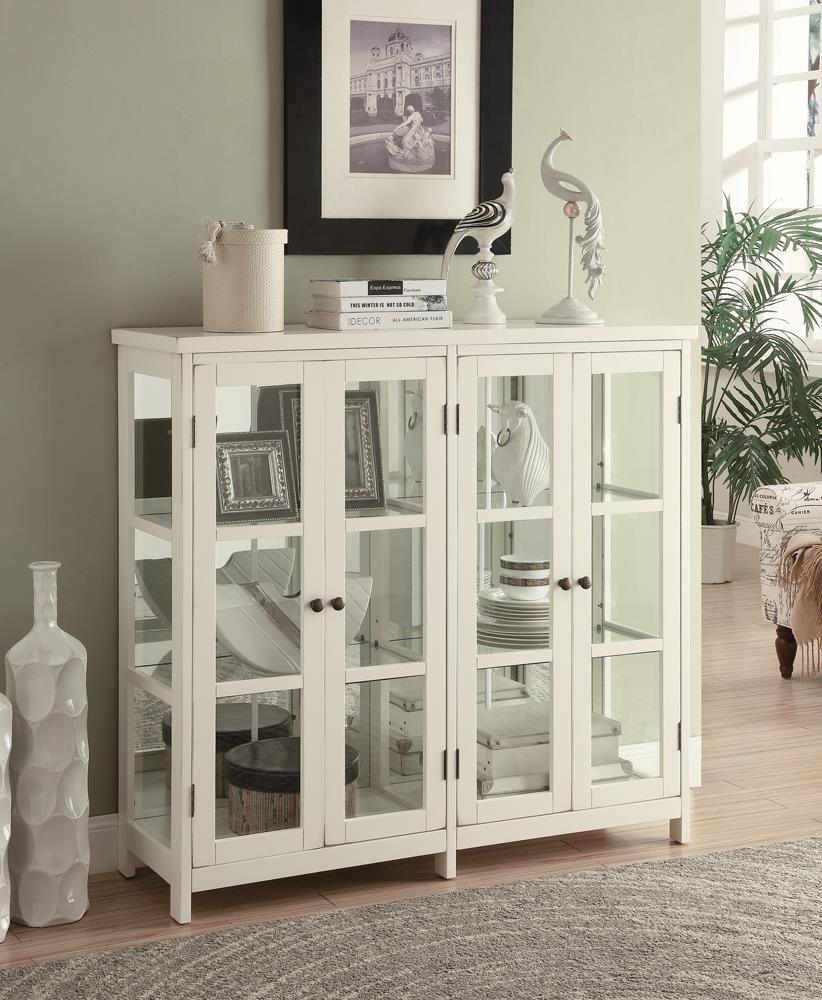 Sable 4-door Wood Veneer/Glass Display Accent Cabinet