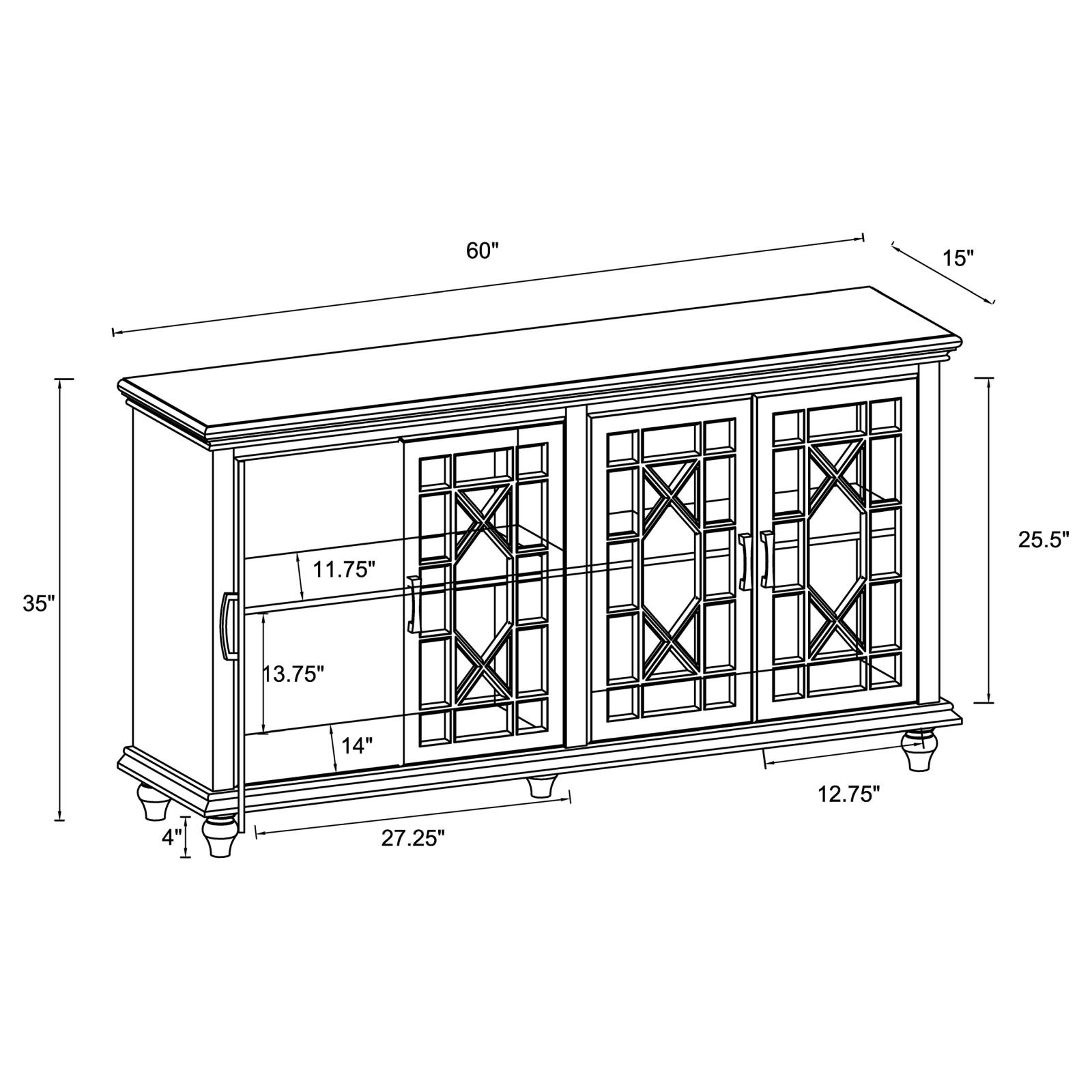 Kovu 4-door Wood/Wood Venner Accent Cabinet