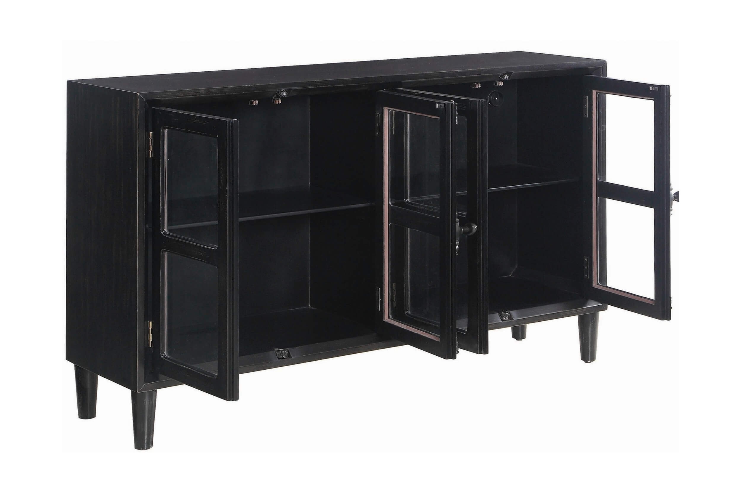 Sylvia 4-door Wood Veneer Accent Cabinet with Glass Doors