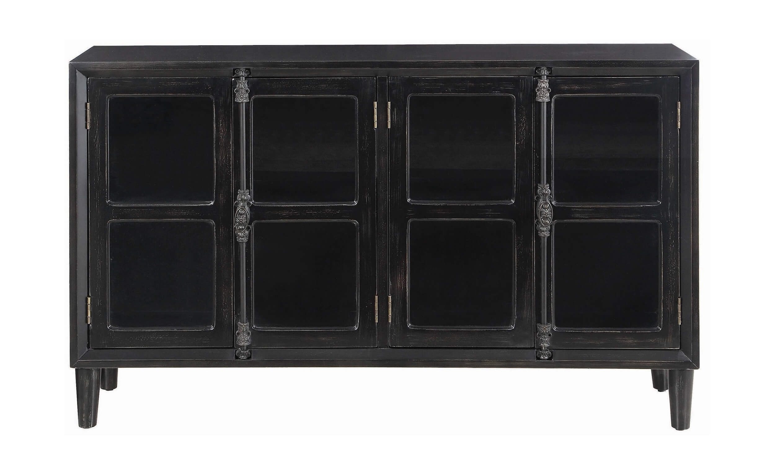 Sylvia 4-door Wood Veneer Accent Cabinet with Glass Doors